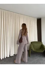 Ensemble pull en maille vison - 98078