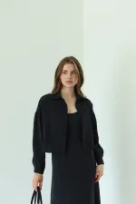 Ensemble robe-chemise en modal noir - 51153