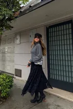 Black Patterned Skirt - 251125