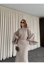 Vizon Yarasa Kol Modal Elbise - 5000