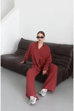 Ensemble kimono bordeaux de Pékin