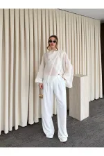 Beyaz Uçuşan Pelerin Panço - 0901