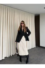 Veste noire croisée à un bouton - 7011