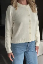 Gilet basique crème à boutons - 4488