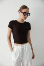 Acı Kahve Crop Bluz - 1182