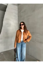 Tan Zelda Suede Short Jacket