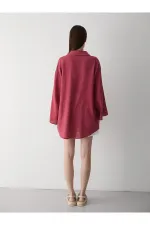 Kimono bordeaux 100 % coton et lin avec détails en dentelle