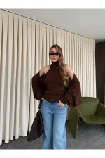 Ensemble boléro tricoté marron foncé - 601117