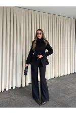 Siyah Hakim Yaka Ceket Pantolon Takım - 7100