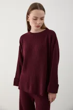 Burgundy Thessaloniki Knit Sweater Set - 4587 Burgundy Thessaloniki Knit Sweater Set - 4587