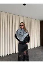 Écharpe tricotée à motifs gris et anthracite - 251003