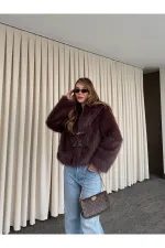 Kahverengi Kürk Mont - 9679