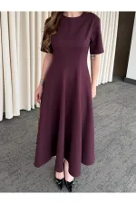 Bordo Godeli Elbise - 05174