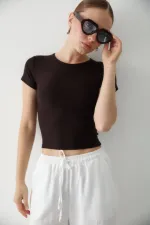 Acı Kahve Crop Bluz - 1182