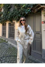 Stone Bomber Satin Jacket and Pants Set - 9663 - 51229