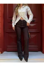 Kahverengi İspanyol Paça Jean - 2106