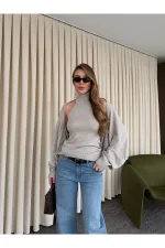 Ensemble boléro en maille vison - 601117