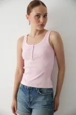 Pembe Önden Düğmeli Atlet - 251001