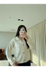 Ekru Büyük Cepli Hırka - 9011