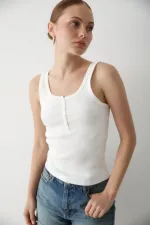 Açık Ekru Önden Düğmeli Atlet - 251001