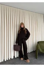 Ensemble pull en maille marron - 98078