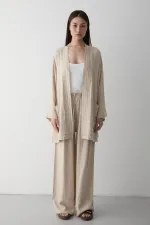 Ensemble kimono 100 % coton naturel avec poches et ceinture - 8491