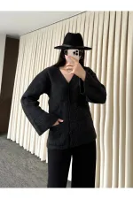 Antrasit Düğmeli Basic Hırka - 4622