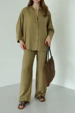 Khaki Lirio Shirt and Pants Set - 8674