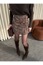 Jupe à motifs bordeaux et noir - 251151