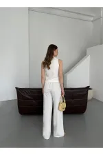 Ensemble gilet et pantalon à rayures blanches - 8555