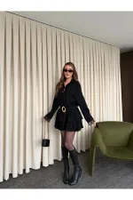 Black Dress with Lace Hem - 35518