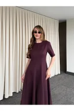 Bordo Godeli Elbise - 05174