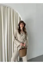 Bej Pamuklu Gömlek Pantolon Takım