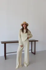 Ensemble chemisier et pantalon jaune Marisol