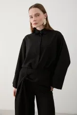 Siyah Beli Detaylı Pantolon Gömlek Takım - 8862