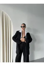 Siyah Cintia Ceket Pantolon Takım