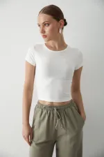 Beyaz Crop Bluz - 1182