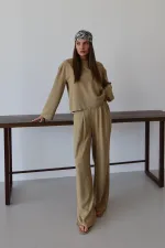 Ensemble chemisier et pantalon kaki Marisol