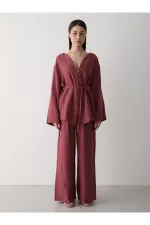 Ensemble chemise et pantalon en coton 100 % à boutons multicolores, coloris tuile