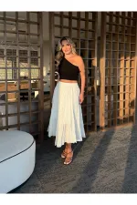 Siyah Tek Omzu Açık Asimetrik Bluz - 251006