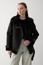 Black Fur-Lined Coat Black Fur-Lined Coat