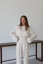 Natural Marisol Blouse and Pants Set