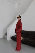 Ensemble kimono bordeaux de Pékin