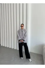 Grey Front Tie Teddy Jacket