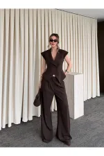 Kahverengi Margot Yelek Pantolon Takım - 308