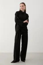 Siyah Beli Detaylı Pantolon Gömlek Takım - 8862
