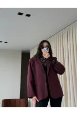 Burgundy Blazer Jacket - 7619