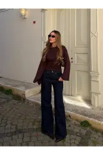 Lacivert Wide Leg Jean - 24124