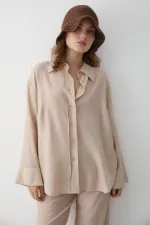 Ensemble chemise et pantalon texturé couleur pierre