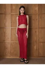 Ensemble de plage blouse et jupe rouges